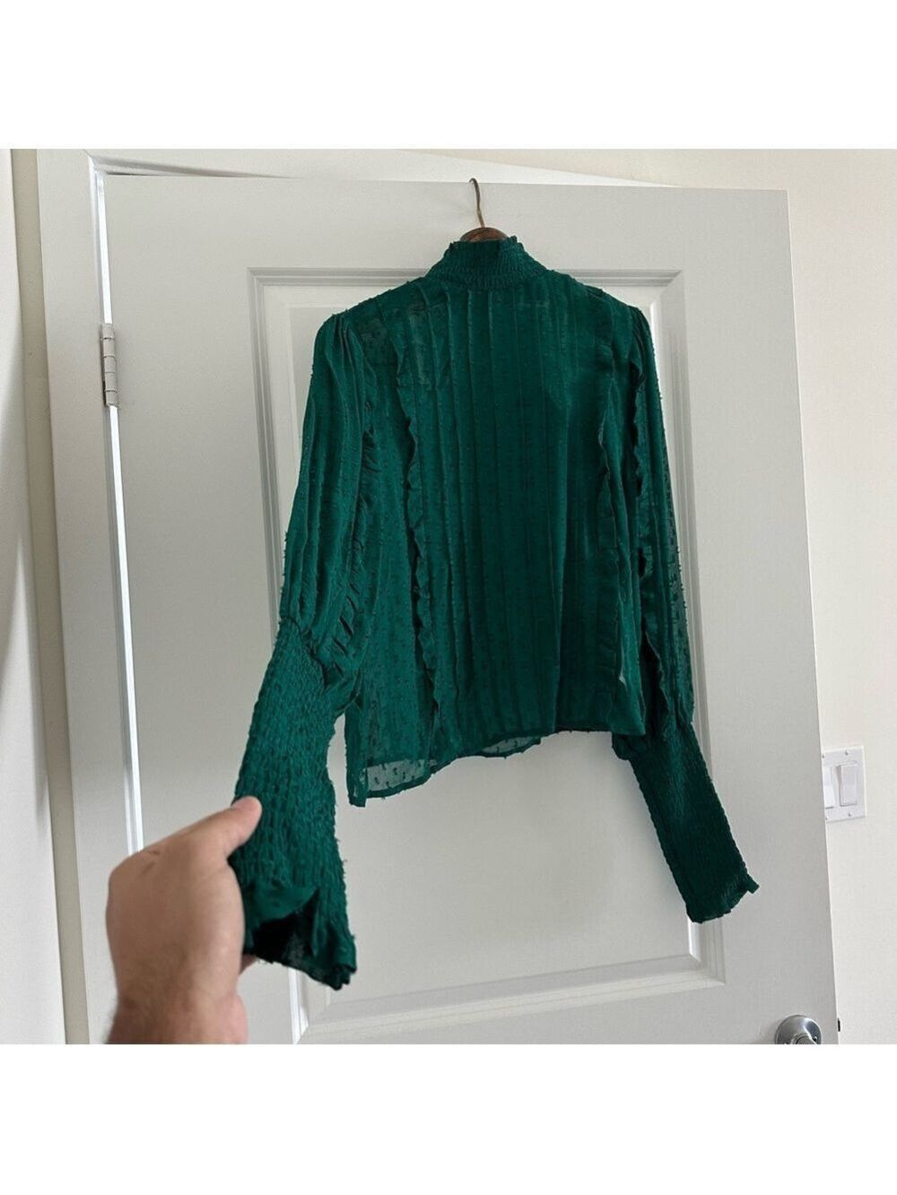 Farm Rio Emerald Ruffle Long Sleeve Blouse - Picture 4 of 11